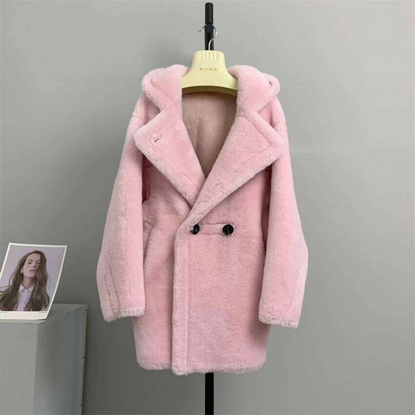 New Women's Teddy Jacket Hooded Winter Plush Coat Faux Fur Female Outwear Oversize Wool Blends Autumn Quilted Parka Women