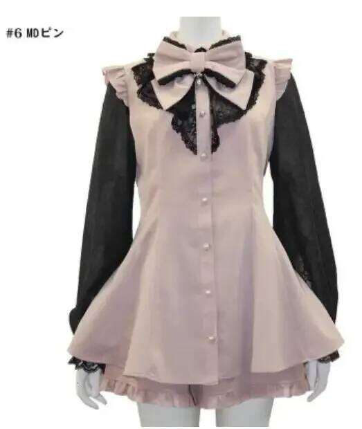 Rojita Japanese Sailor Collar Long Sleeve For Women Spring Summer Sweet Lolita Bow Dress Shorts Suit Women's Two-Piece Set