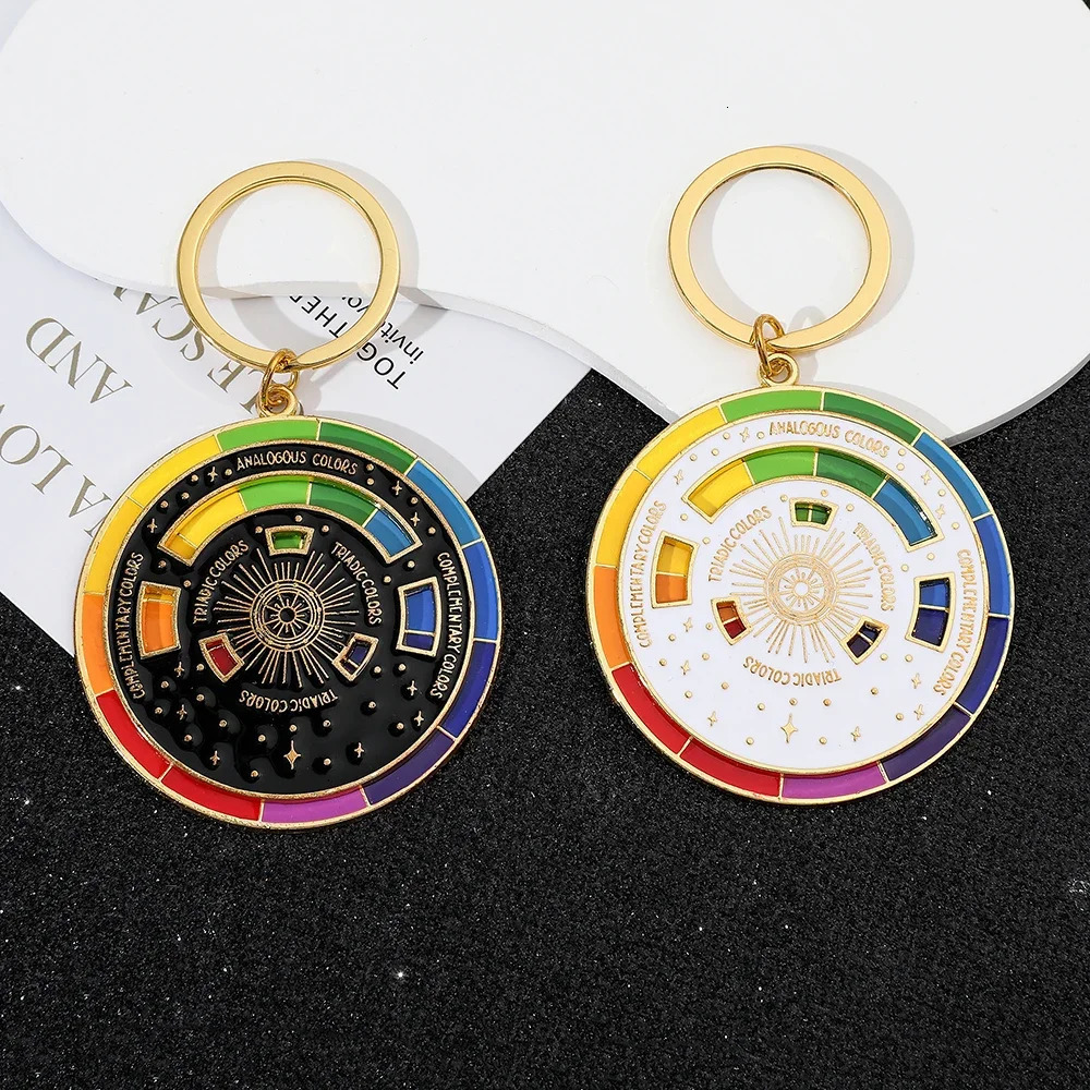 Color Wheel Rotatable Keychain Creative Turntable Charm Aesthetic Arts Gifts Key Holder for Artists Fashion Jewelry 250606