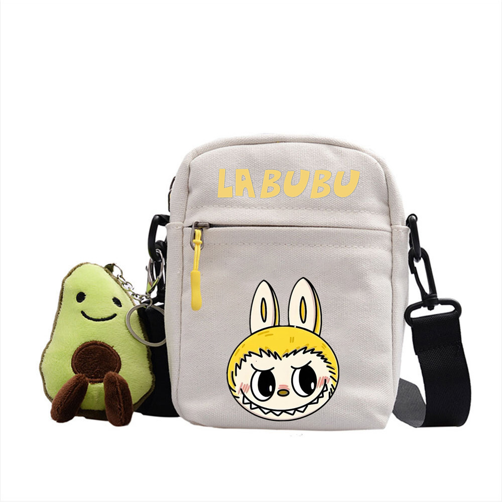 LABUBU Peripheral Small Square Plush Nylon Canvas Lightweight Simple Versatile Crossbody Bag