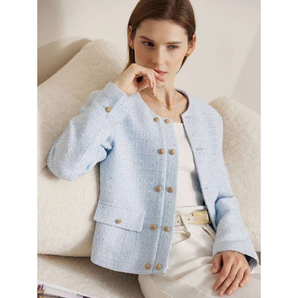 Amii Minimalist Jacket For Women 2025 Spring New Elegant Round Neck Straight Shoulder Light Tuxedo Short Coat Women 12321002