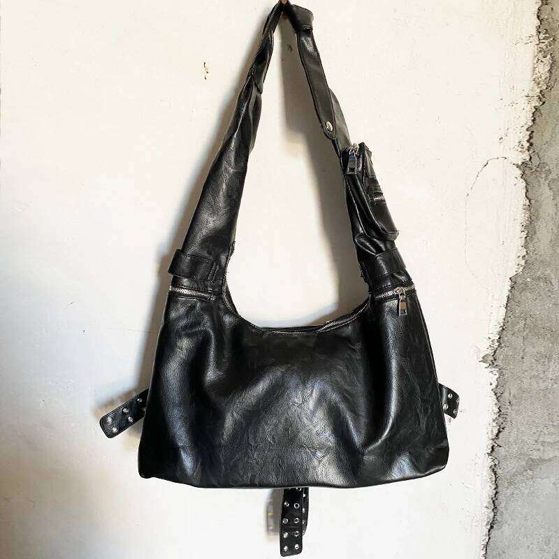 Women's Bags Designer Moto & Biker Bags For Women Designer Handbag And Purses 2023 New In PU Rivet Multiple Pockets Y2k Large Capacity Shoulder