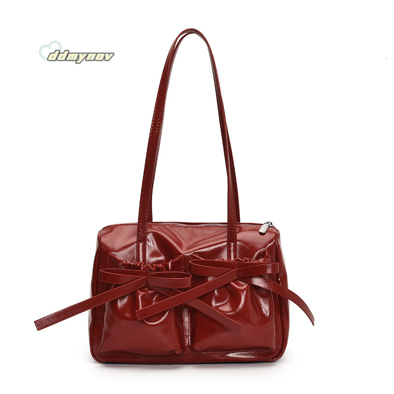 Korean Style Ballet Bowknot Tote for Women 2025 Summer Large Capacity Pleated Commuter Shoulder Underarm Bag Trendy ddmynov