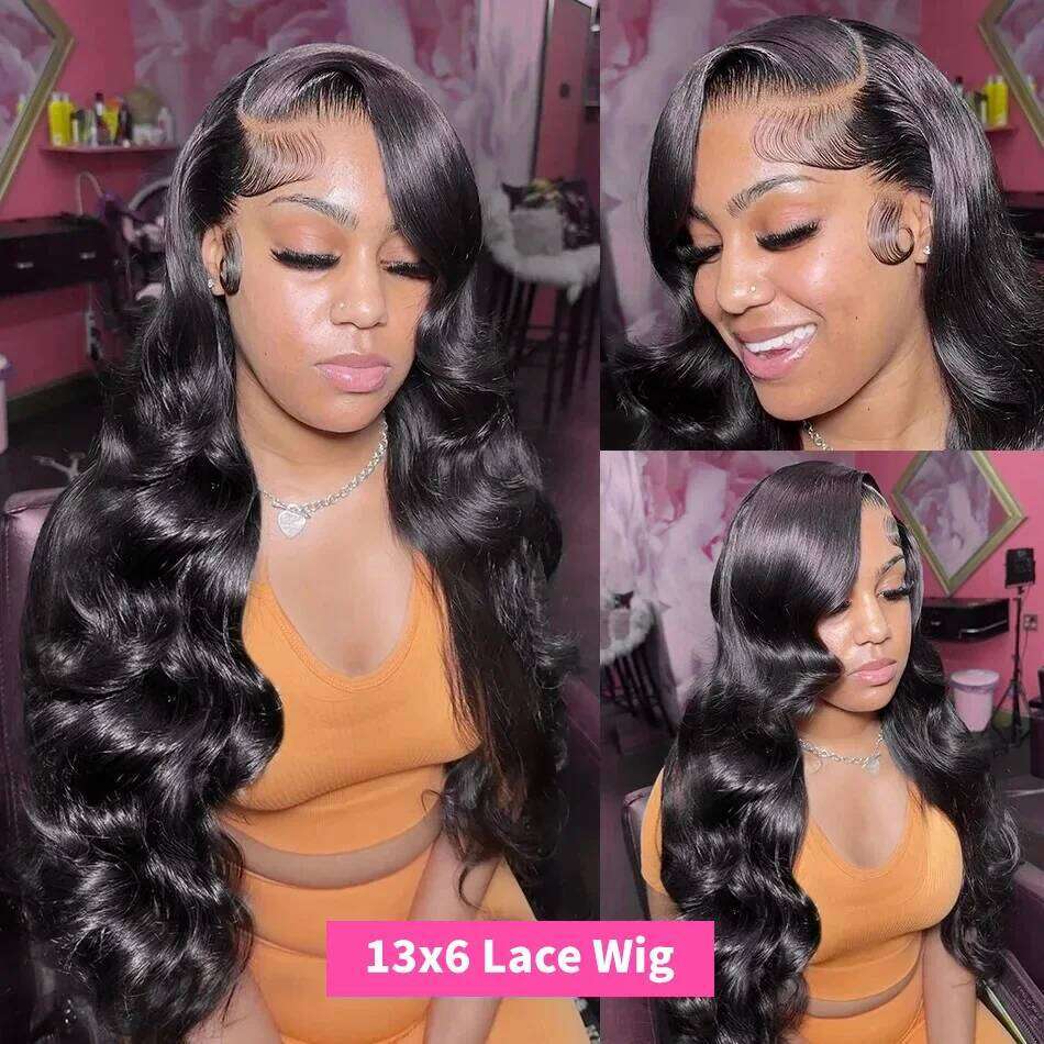 40 Inch Body Wave 13x4 Front wigs Human Hair Brazilian 200 Density Transparent 13x6 HD Lace Frontal Wig For Black Women