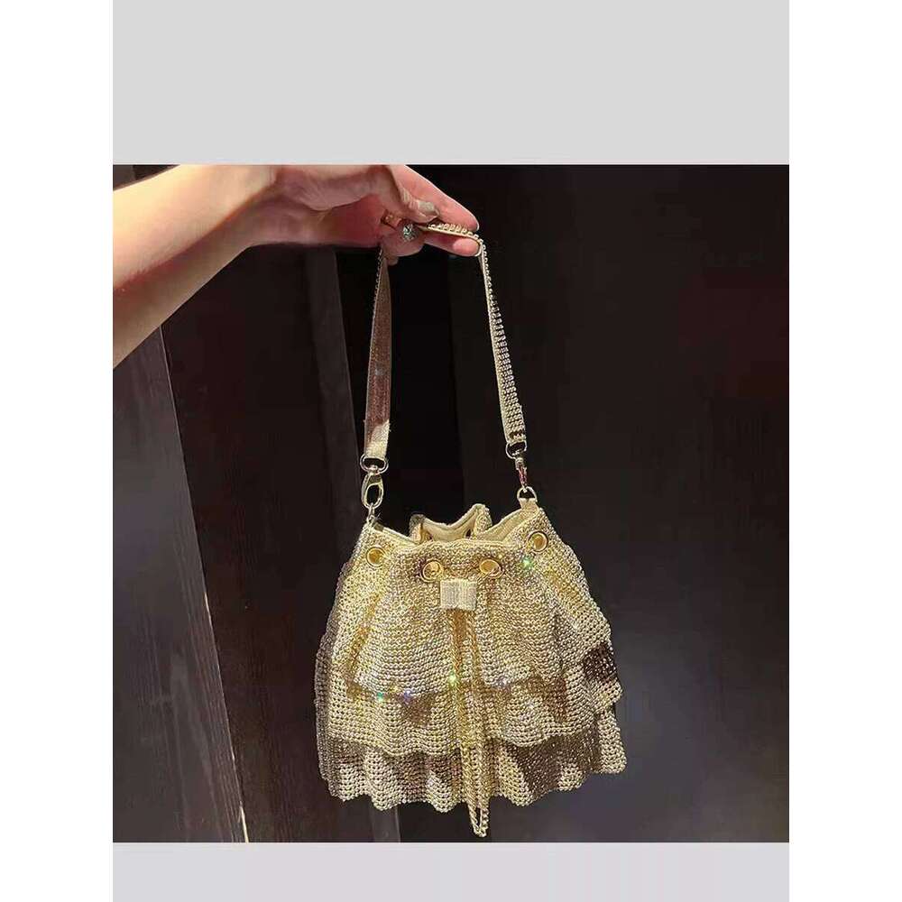 Women Gold Sier Banquet Handbags New Dia-Studded Tassel Evening Bags Femme Wedding Purse Dress Beaded Party Bucket Clutch