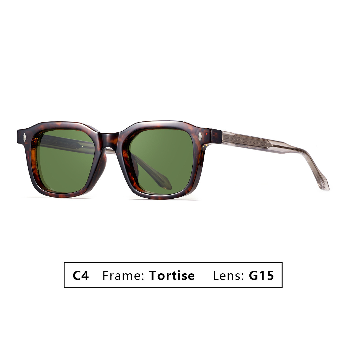 for Women High-End Men's Square Frame Tea Color UV Protection Sunglasses Acetate CP