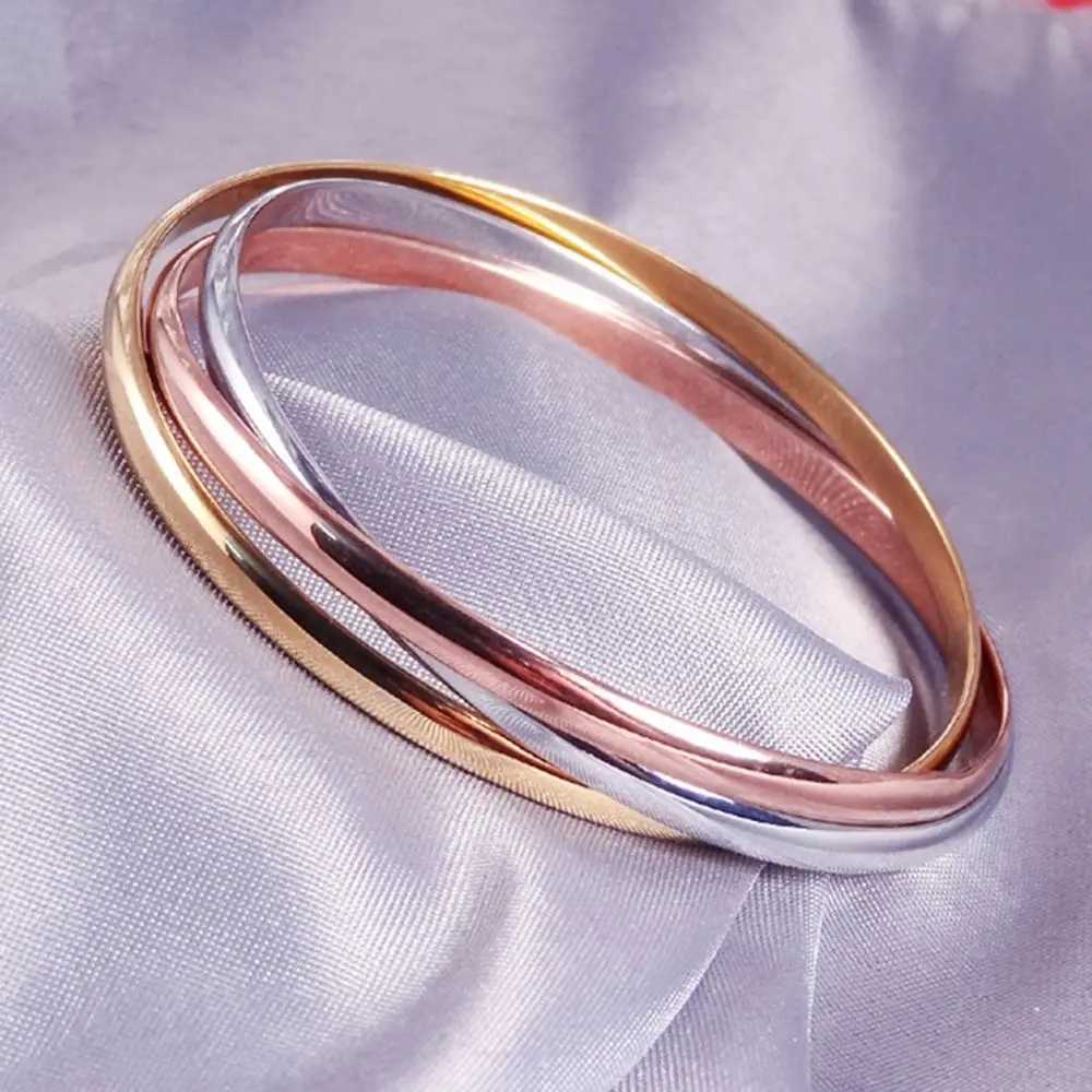 2025 New Fashion Jewelry Women Gifts Chains Stainless Steel 3 Color Set Bangles Accessory Wholesale Z250616