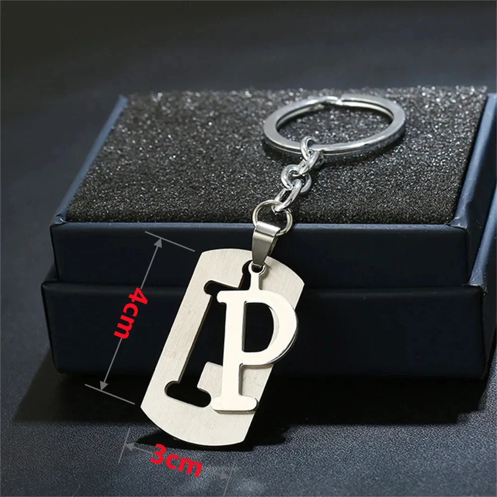 DIY Stainless Steel AZ Letters key Chain Charm 26 KeyChain Men Women keychain Couple gift Jewelry Car Key Ring 250606