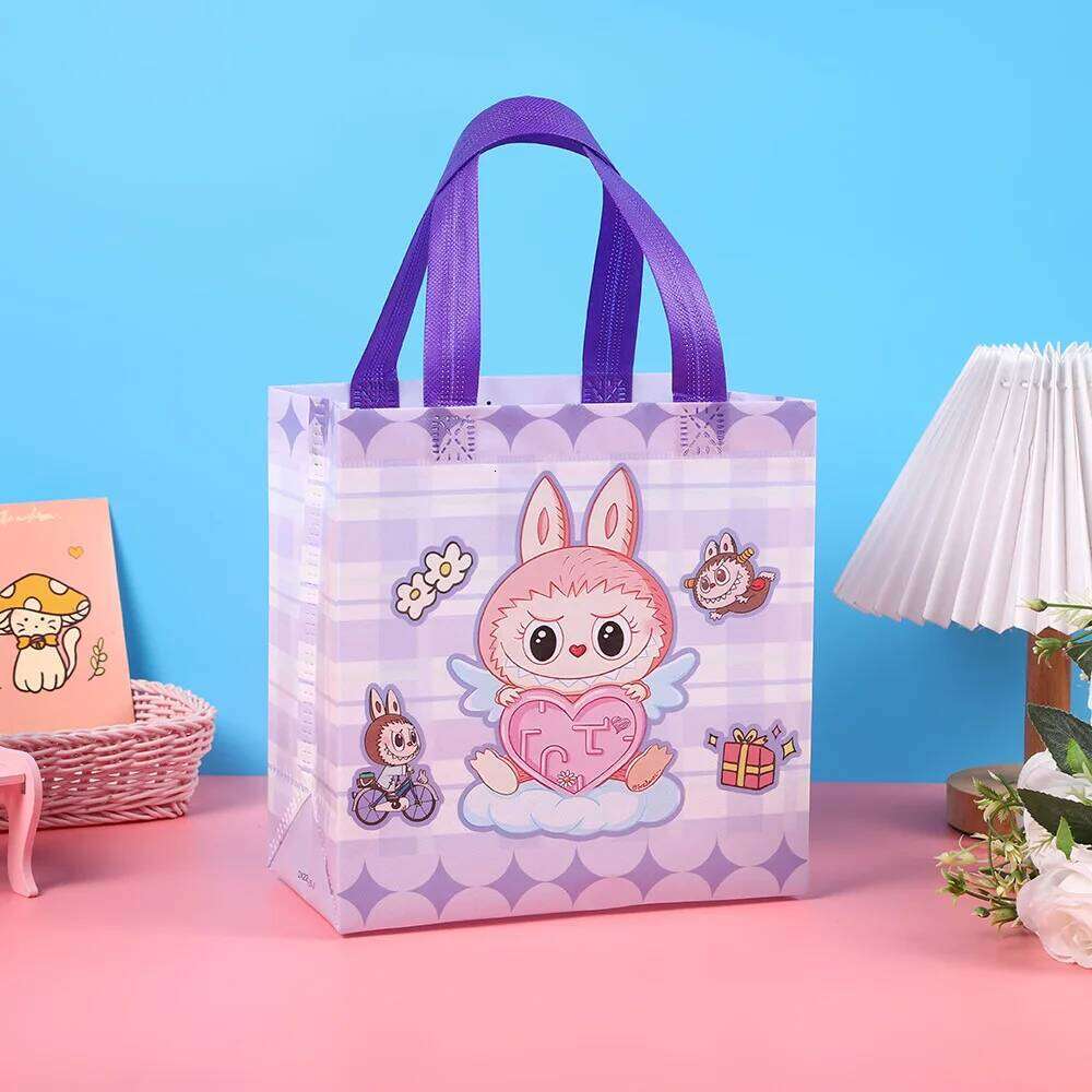 Women's Bags Designer 5/10Pcs Cartoon Labubu Candy Snacks Waterproof Non-Woven Gift Tote Bags Shopping Portable Bag For Gifts 23X22x11cm