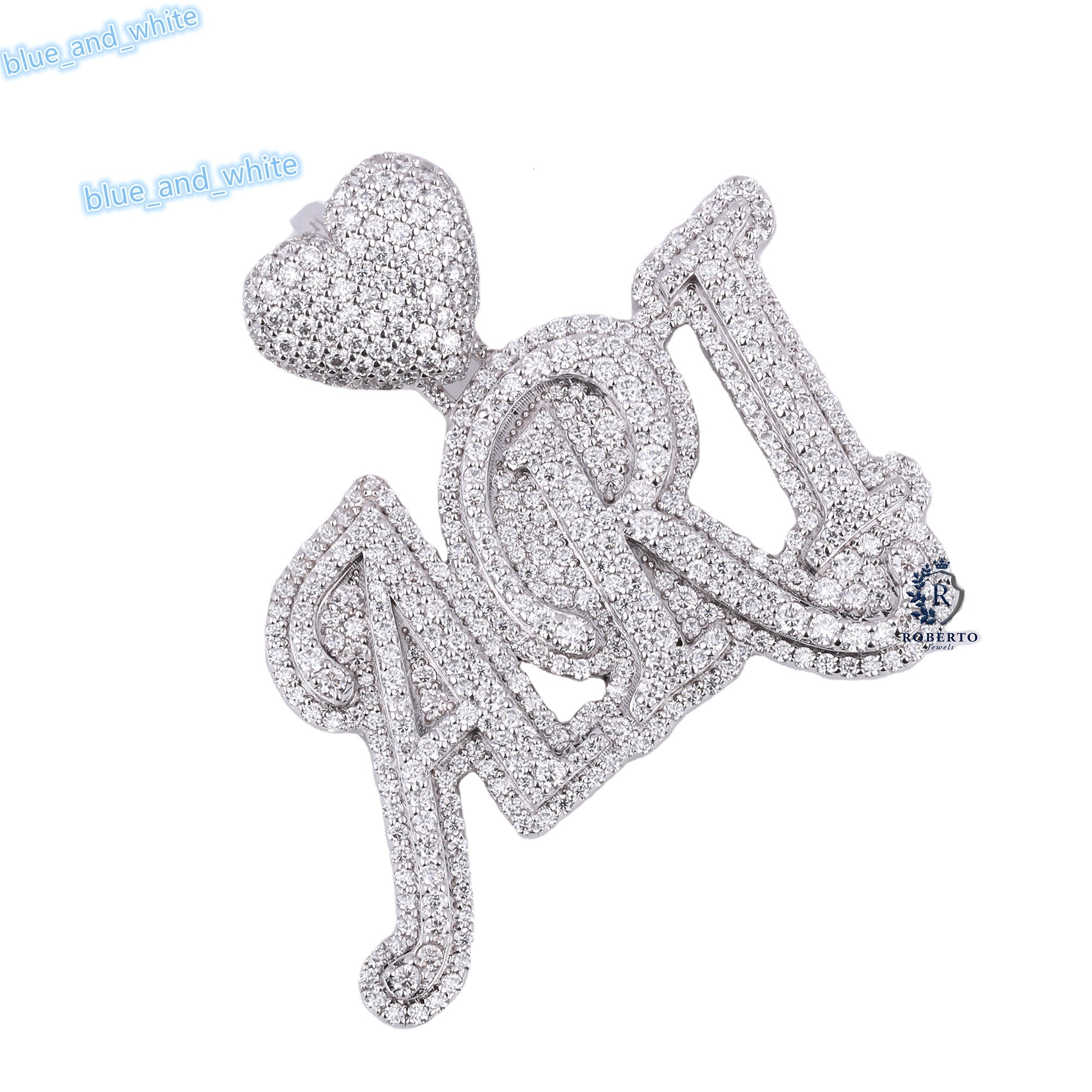 Fully Iced Out Custom Name Pendant VVS Moissanite Diamonds 925 Sterling Silver Personalized Hip Hop Charm