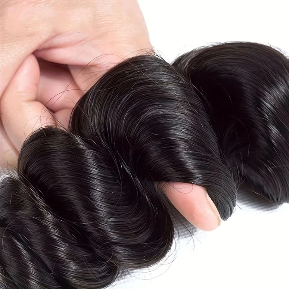 Human Hair Bundles Loose Wave 3 Bundles Pre Pack 100g 100% Unprocessed Brazilian Vrigin Hair Loose Wave Bundles for Black Women Hair Natural Color Wea