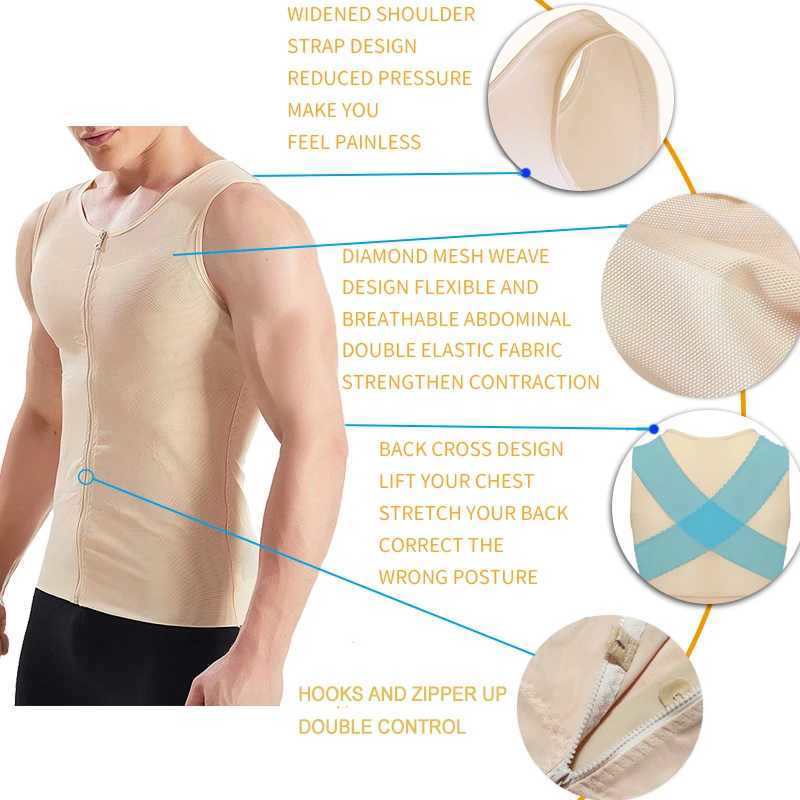 Mens Slimming Body Shaper Gynecomastia Compression Shirts Tummy Control Shapewear Waist Trainer Chest Abs Slim Vest Male Corset W250616