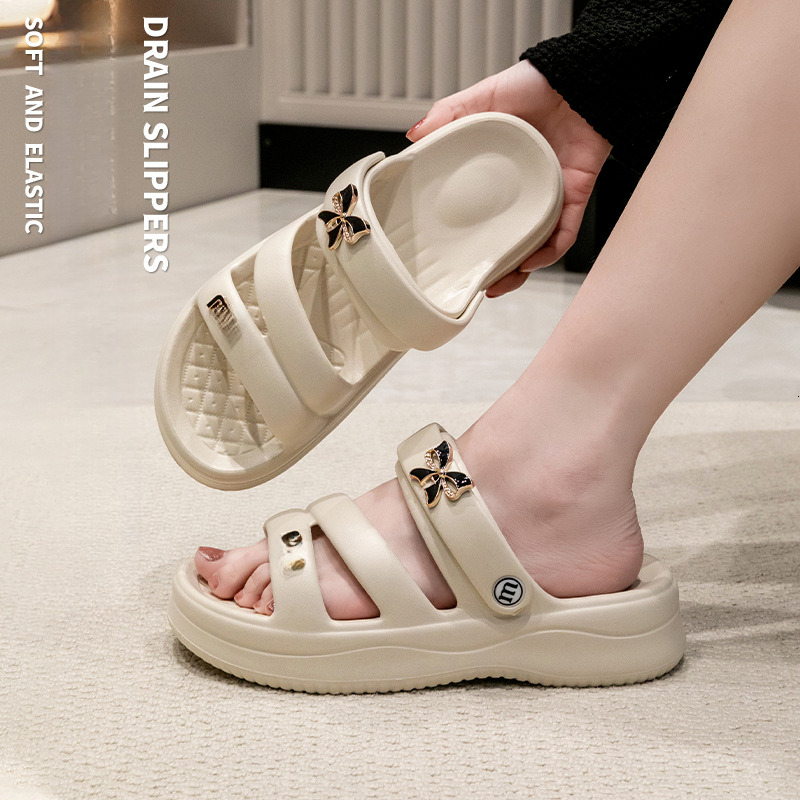 Summer New Thick Bottom Bow Shoes for Women, Outdoor Beach Sandals, Casual Designer Sandals, Women's Sandals, Slippers