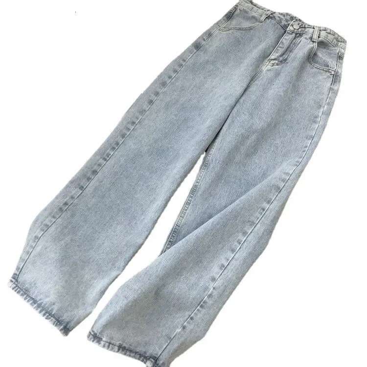 Spring Autumn 2021 New High-Waisted Slimming Jeans Trendy Straight-Leg Loose-Fit Draped Vibe Denim Pants