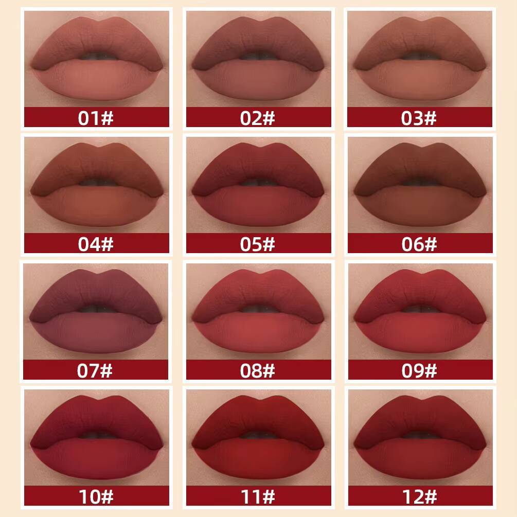 Matte Liquid Lipstick Waterproof Velvet Nude Sexy Red Gloss Long Lasting Nonstick Lip Stain Makeup 24 Colors Hot Lipgloss happy