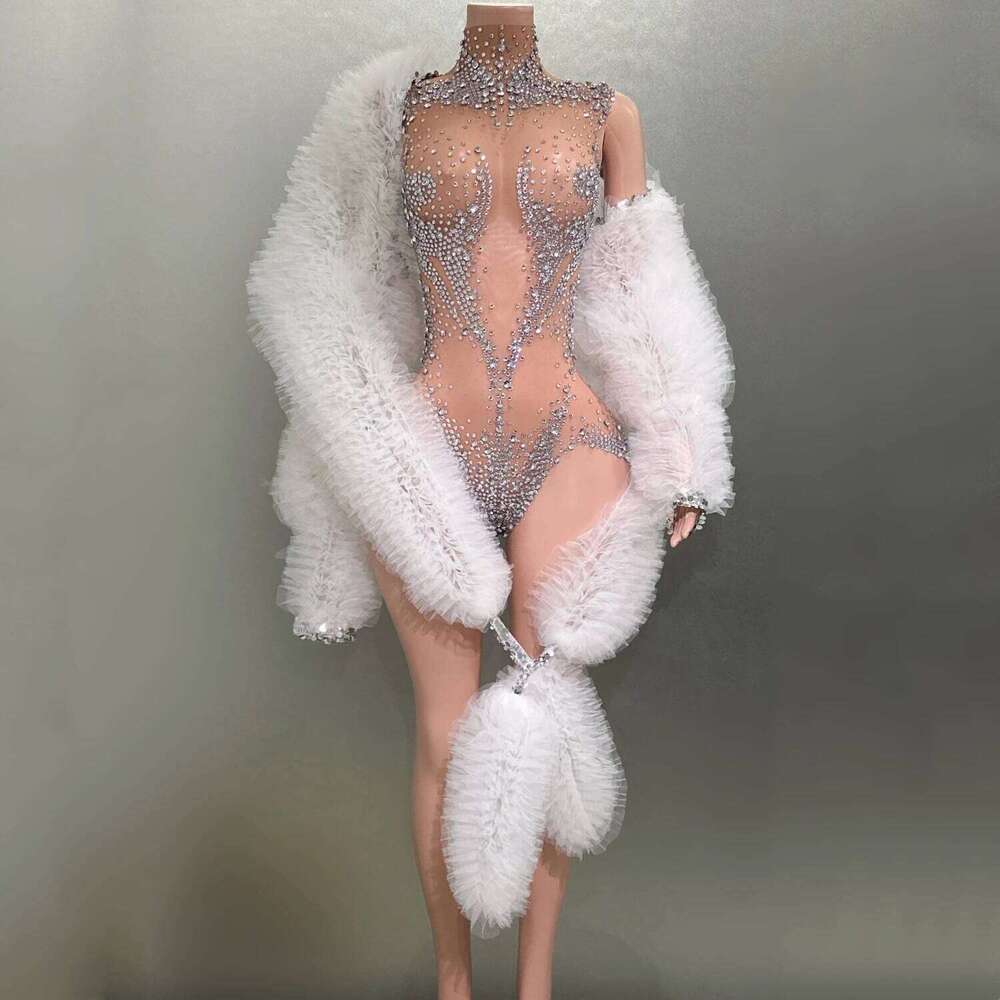 Dias Sexy See Through Sleeveless Sheath Bodysuit Evening Party Performance Costume Nightclub Singer Dancer Stage Wear