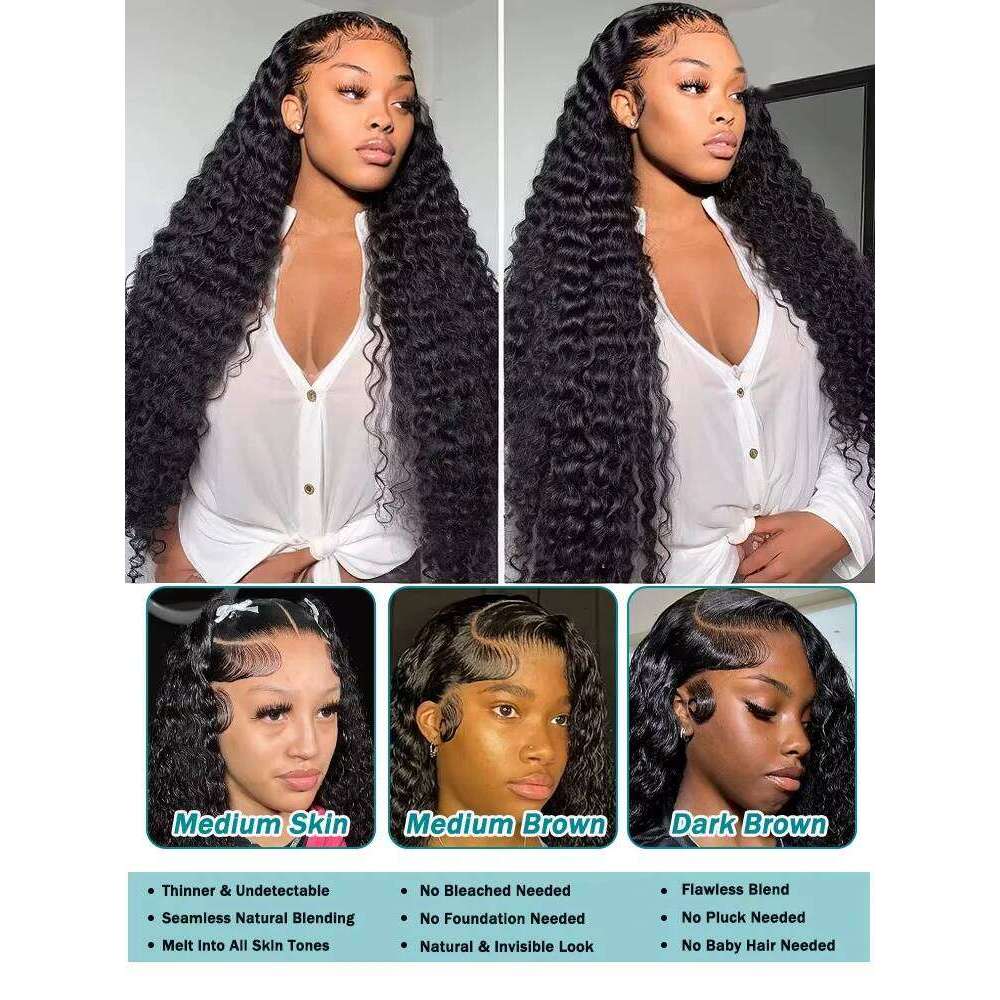 30 40 42 Inch Deep Wave 13x6 HD Front human hair Wig For Women 180 Density Brazilian Water Curly 13x4 Lace Frontal Wigs