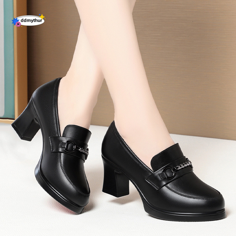 Stewardess Work Women Black Leather Flat Round Toe Soft Sole Office Professional Single Spring Autumn Women's Shoes ddmythur