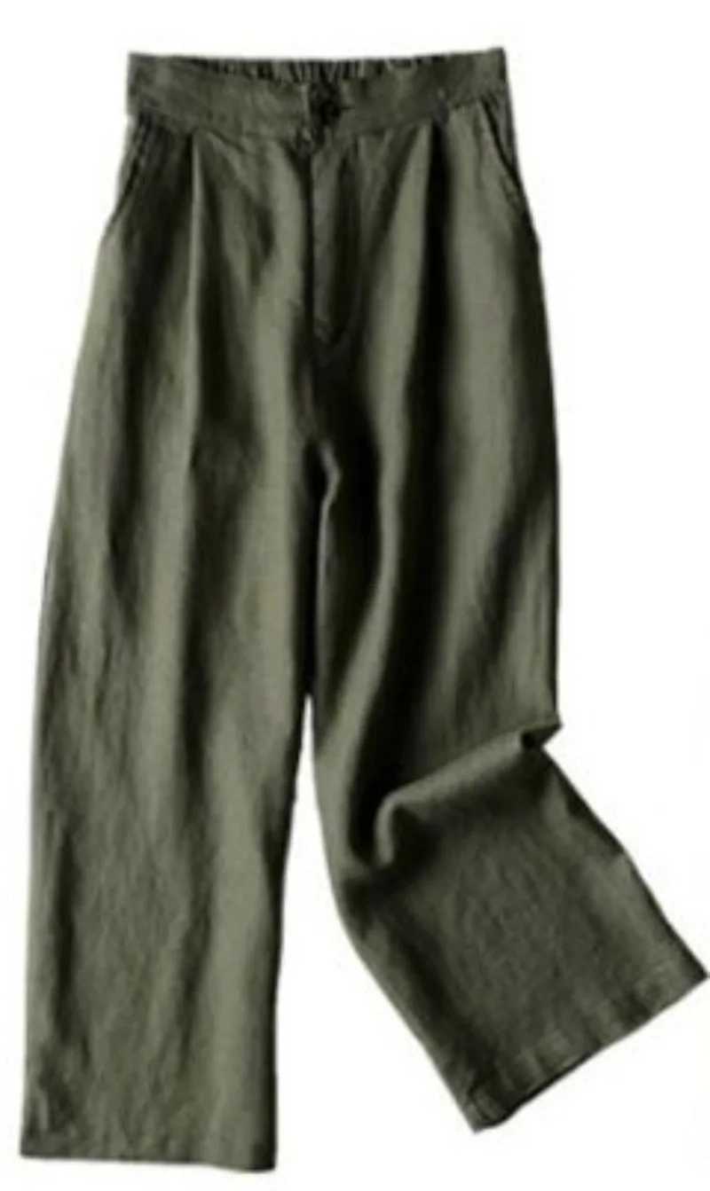 2025 New Wide-leg Pants Womens Summer New Cotton and Linen Pants dent Loose Linen Pants Casual Pants WomenXJ250616