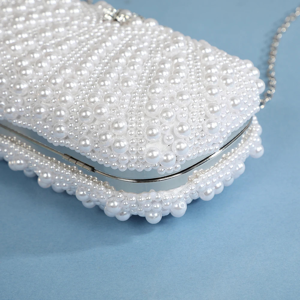 Womens Clutch Luxury Pearl Dinner Bag Single Shoulder Evening Full Beaded Handbag for Wedding Parties Prom 250614