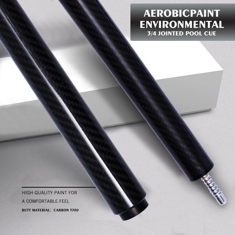 OKHEALING 3/4 Pool Cue 10.5mm Tip Billiard Cue Radial Pin or 3/8-8 Joint Black Technology Carbon Fiber Shaft Butt Length 145cm/57in 18~20oz Weight Adj