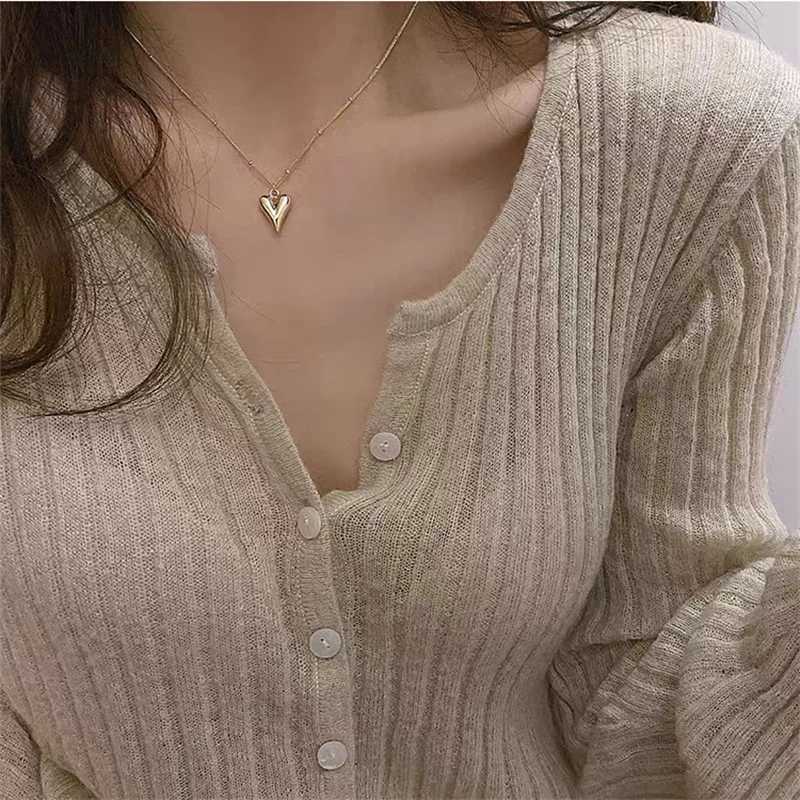 New Arrival Vintage Gold Color Long Chain Drop Necklaces for Women Simple Metal Geometric Bead Tassel Choker Girls Party Aesthetics Jewelry V250616