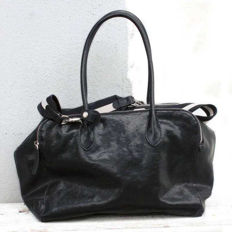 High Quality Large Tote For Women Genuine Vegetable Tanned Cowhide Leather Shoulder Bag Spacious Retro Office Handbag