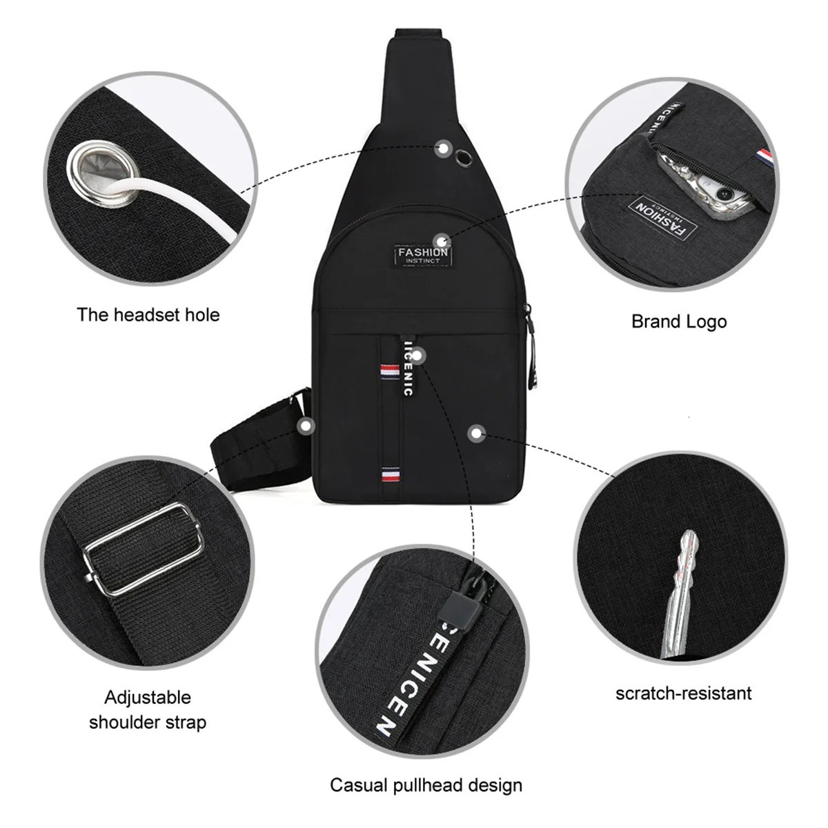 Sling AntiTheft Crossbody Bag Chest Lightweight Personal Pocket Shoulder for Travel Hiking 250615