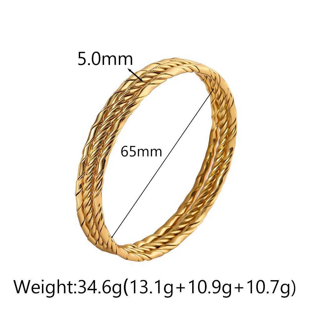 3PCS Stainless Steel for Women 18K Gold Plated Waterproof Wrist Bangle for Girls Daily Jewelry Accessories Gifts Z250616