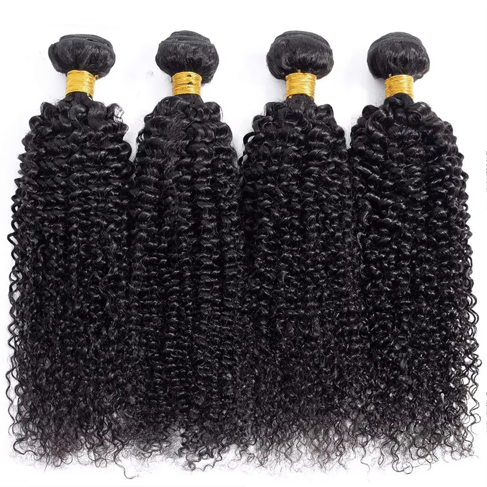Kinky Curly Human Hair Bundle Unprocessed Curly Weave Weft Hair Bundle Hair Extensions Raw 30 Inch Natural Unprocessed Hair Remy Water Wave 100% Brazi