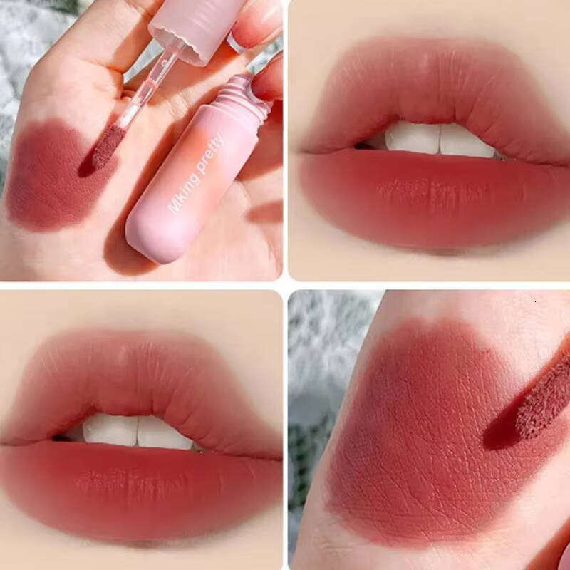 Strawberry Red Sexy Lipstick Velvet Matte Gloss for Women Lasting Non Stick Waterproof Easy To Color Lip Mud Korea Makeup happy