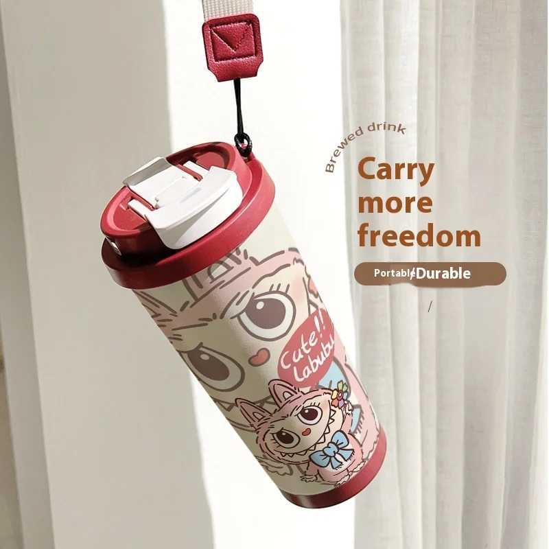 Labubu 530ml Insulated Coffee Cup For Couples Stainless Steel Food Grade Long-Lasting Thermos For Students Cute Takeaway Cup XJ250616