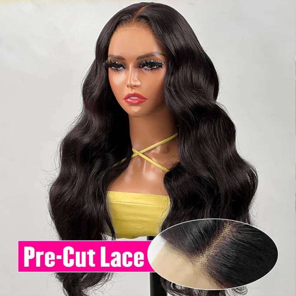 Glueless Body Wave Frontal Human Hair Wigs Brazilian 13X6 13X4 Pre Cut Hd Transparent Lace Front Wig 220 Density 30 32 Inch