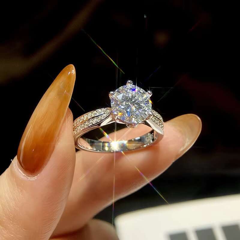 GRA Certified Diamond Moissanite Jewelry 925 Sterling Silver 1 2carat Round Cut Moissanite Rings for Women Engagement Jewelry