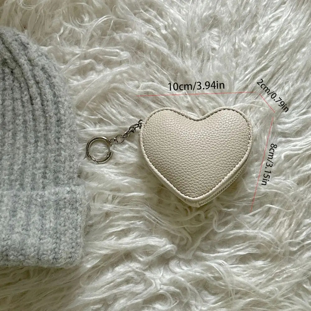 Portable Pendant PU Leather Coin Purse Zipper Love Cute Card Holder with Keychain Clutch Bag Earphone Bag Women 250614