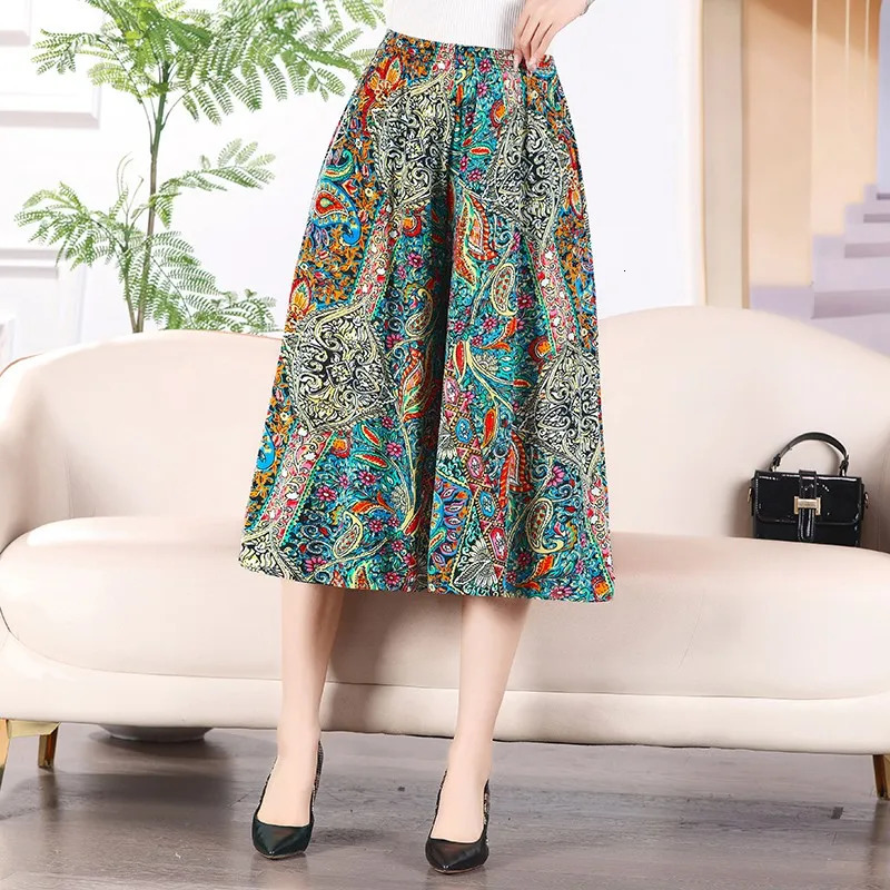 Womens Long Pants Skirt 2023 Summer Plus Size Fashionable Flower Print Womens Short Skirt Classic Home Casual Breathable Women 250609