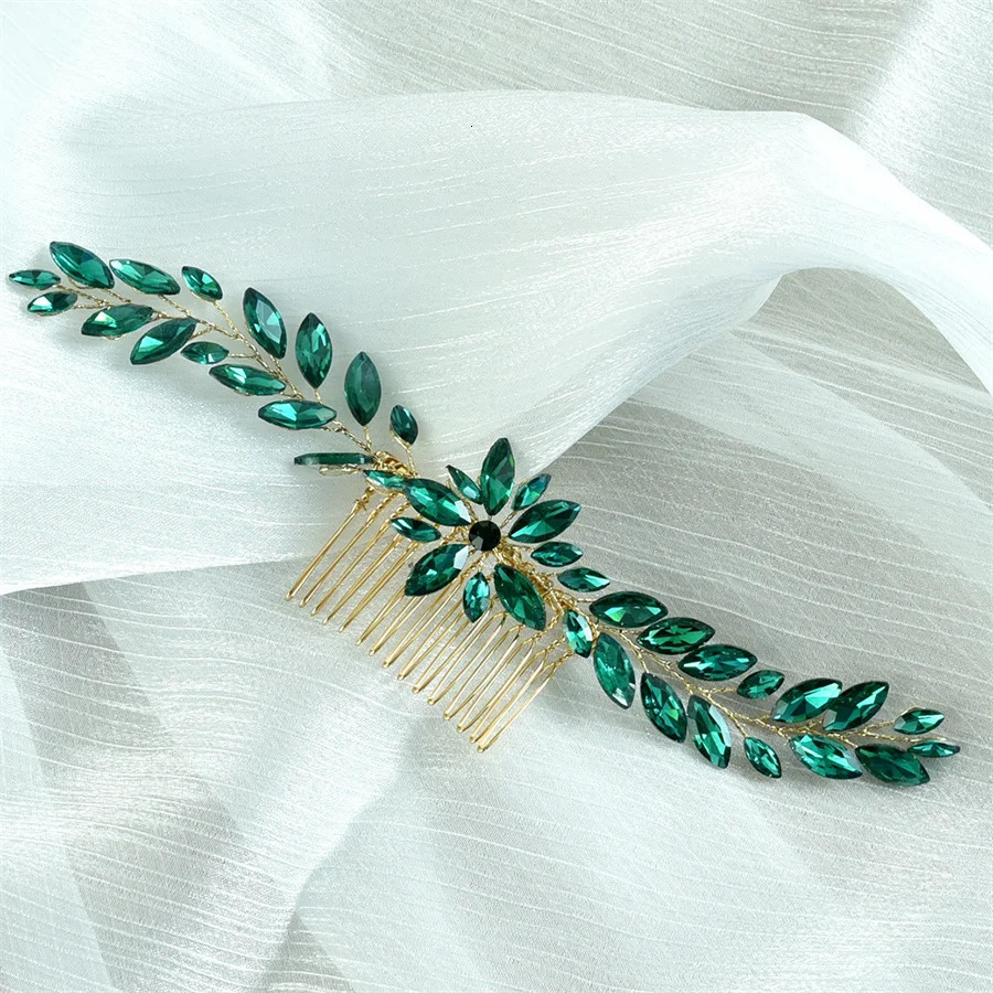 Wedding Pearl Leaf Crystal Hair Comb Hairpin Headband Tiara For Women Bride Queen Party Wedding Bridal Hair Accessories Jewelry 250610