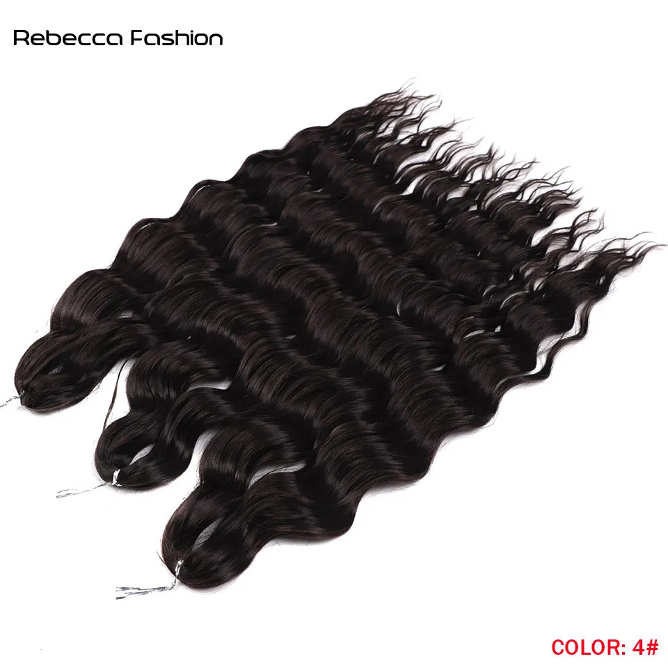 Rebecca Fashion Synthetic Water 24Inch Braid Twist Crochet Ombre Blonde Pink Deep Wave Braiding Hair Extension Cosplay