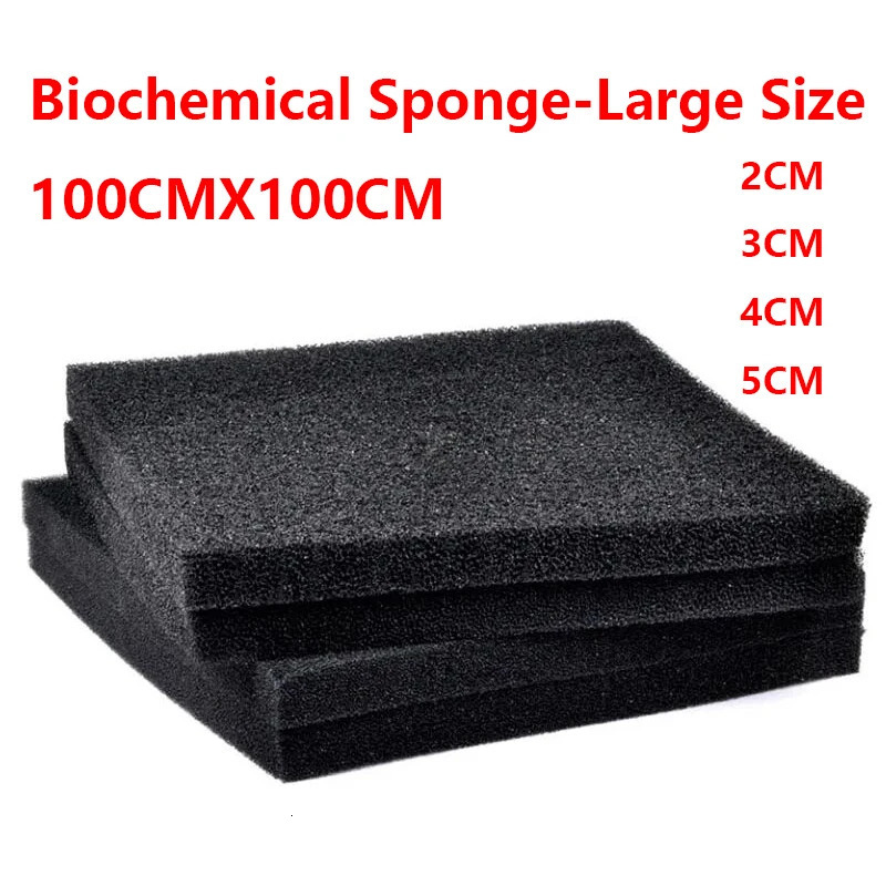 100X100CM large size Practical Biochemical decoration Cotton Sponge Aquarium Filter Fish Tank Pond Black Foam sponge Tank 250613