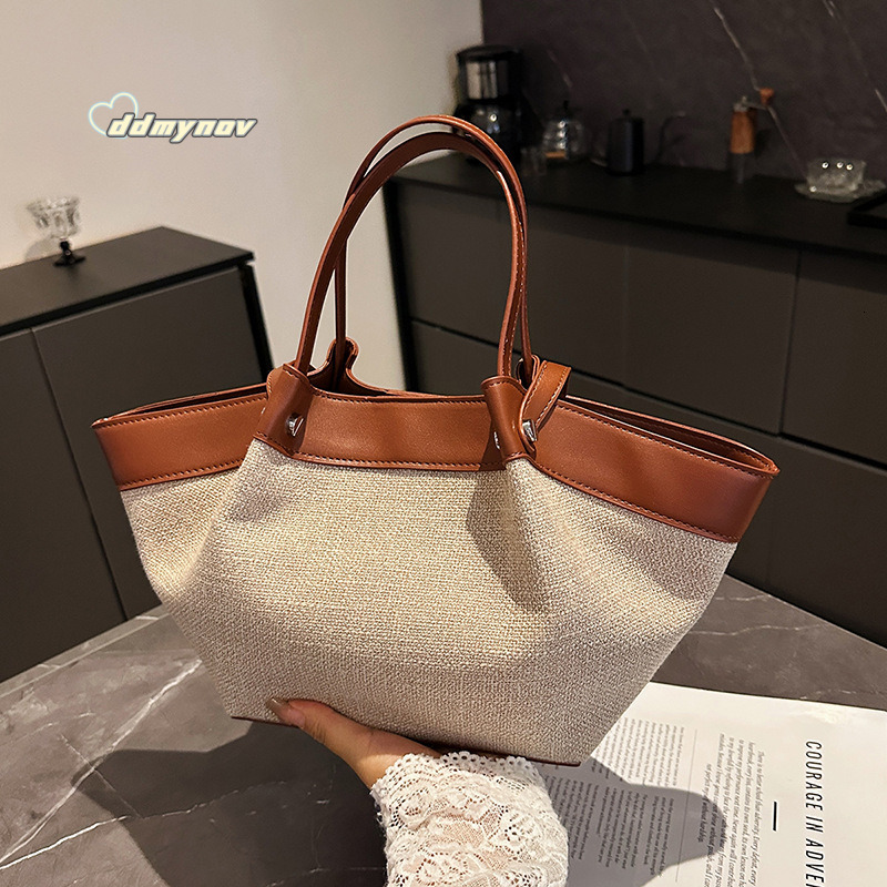Niche Canvas Patchwork Tote 2025 New Versatile Commuter Wing Large Capacity Shoulder Underarm Bag ddmynov ddmynov