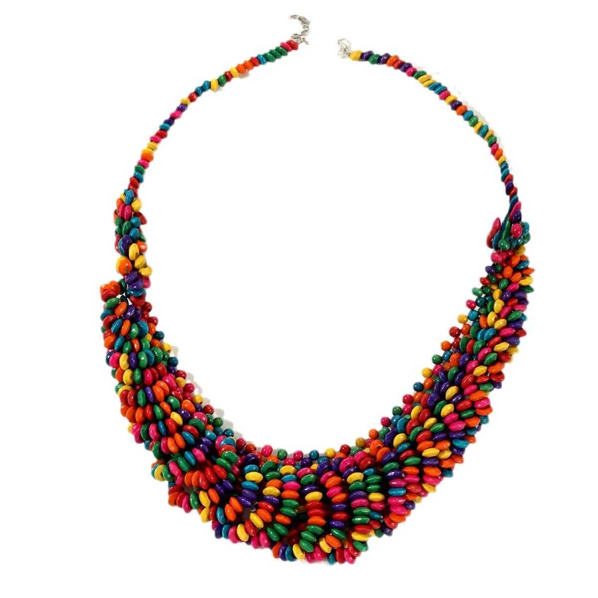 New Arrival New Arrived Trendy African Style Bohemian Colored Wooden Beads Handmade Beaded Necklaces For Women Summer Party Jewelry V250616