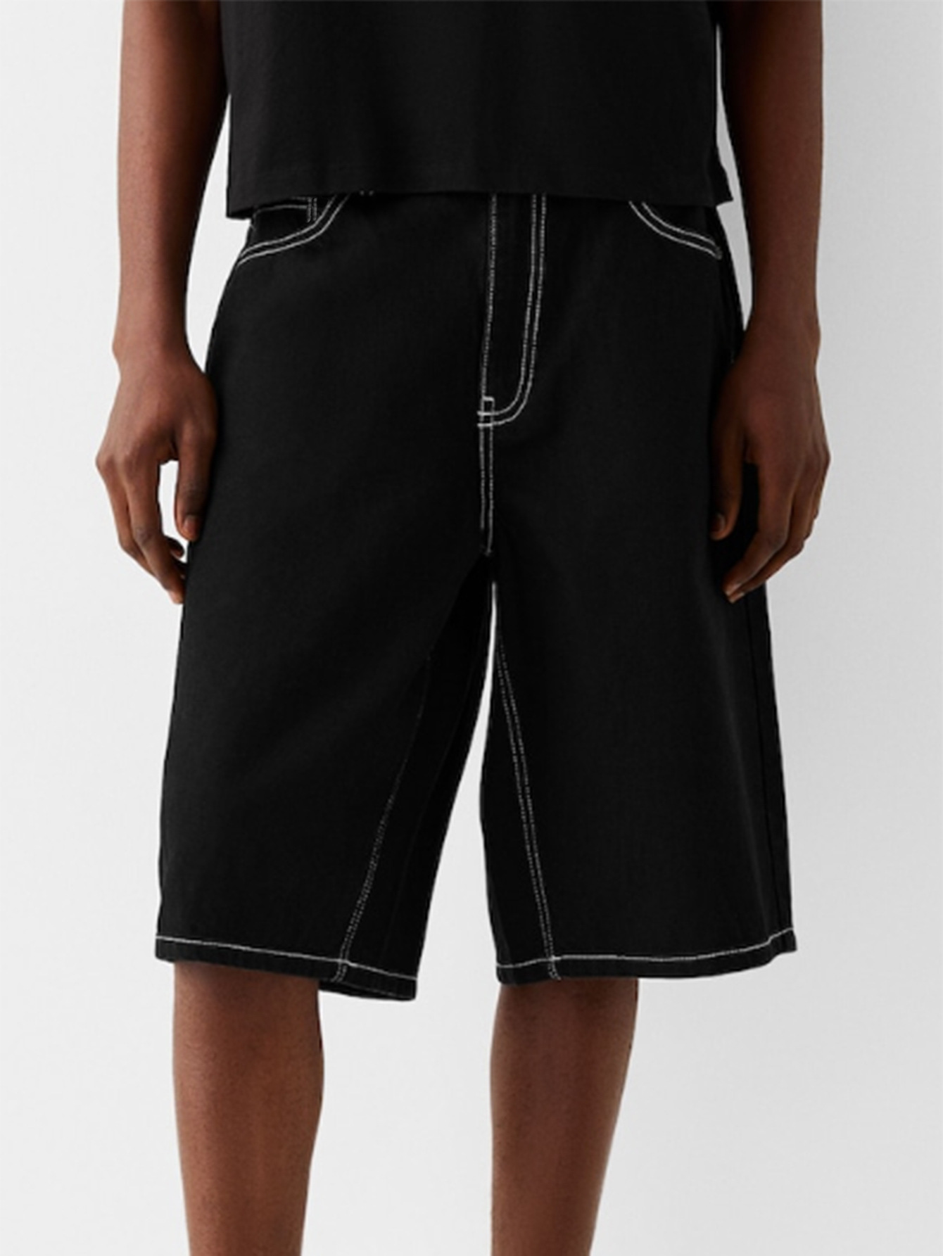Men's Hip Hop Bermuda Shorts - Baggy Fit Wide Leg Denim Cropped Pants, Summer Loose Casual Shorts (Hombre Pantalones Cortos)