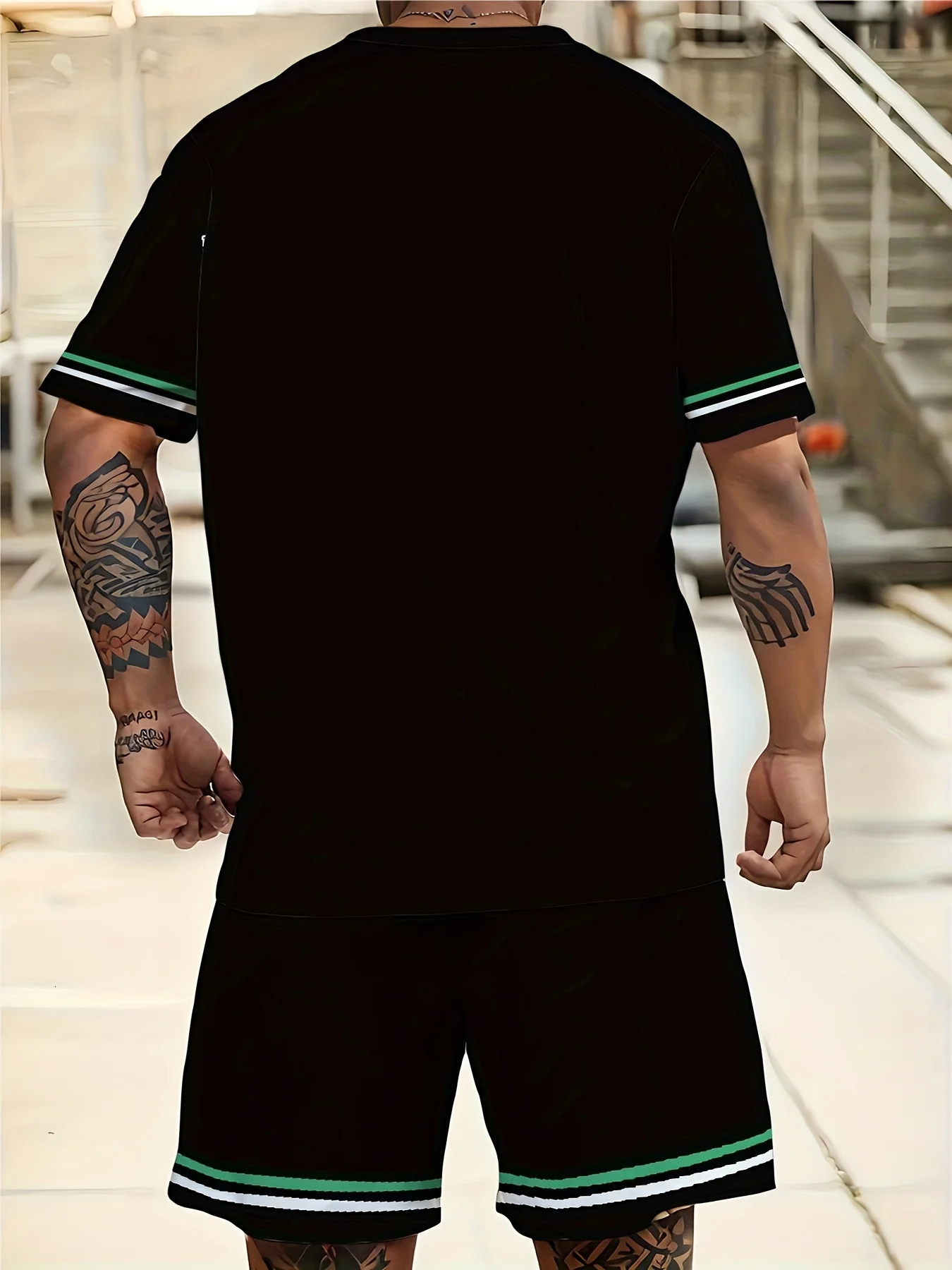 Summer Mens Round Neck Breathable Quick Dry Jersey Suit Sweat Sports TShirt Running Workout Loose Shorts Short Sleeve 250612