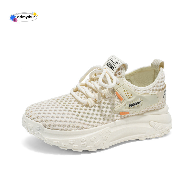 2025 Summer Women's New Breathable Hollow Mesh Korean Style Versatile Thick-Soled Sneakers Casual Dad Shoes ddmythur