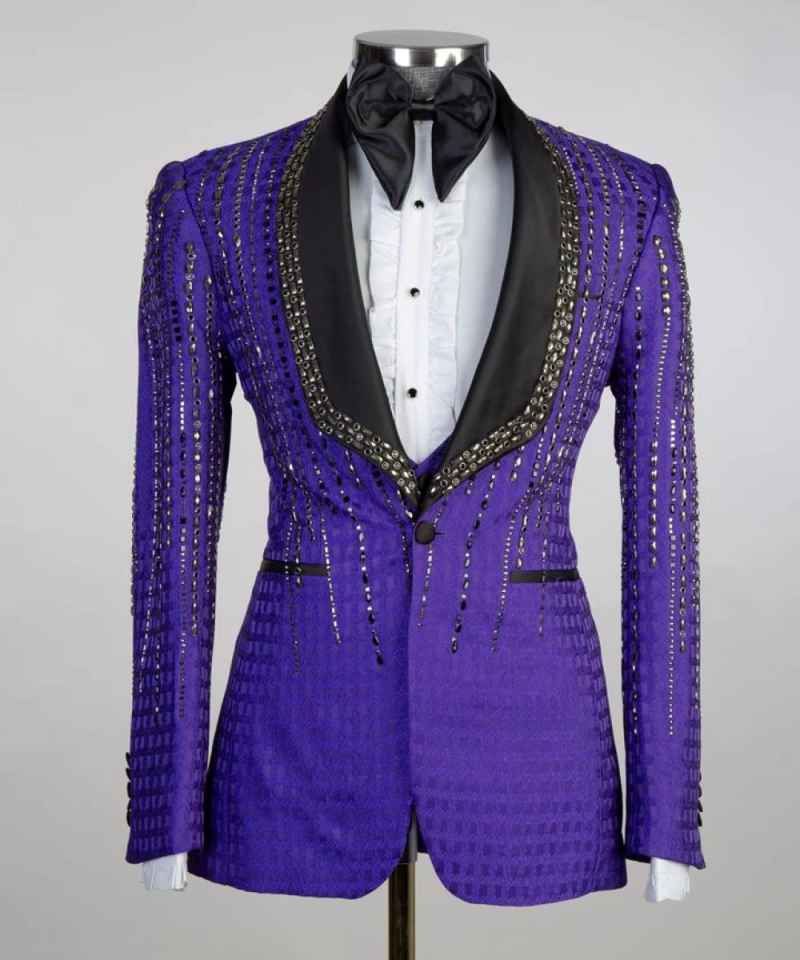 Tailored Men Suits Customized 2 Pieces Crystal Groom Wedding Party Tuxedos Slim Fit Male Blazer Costumes Homme
