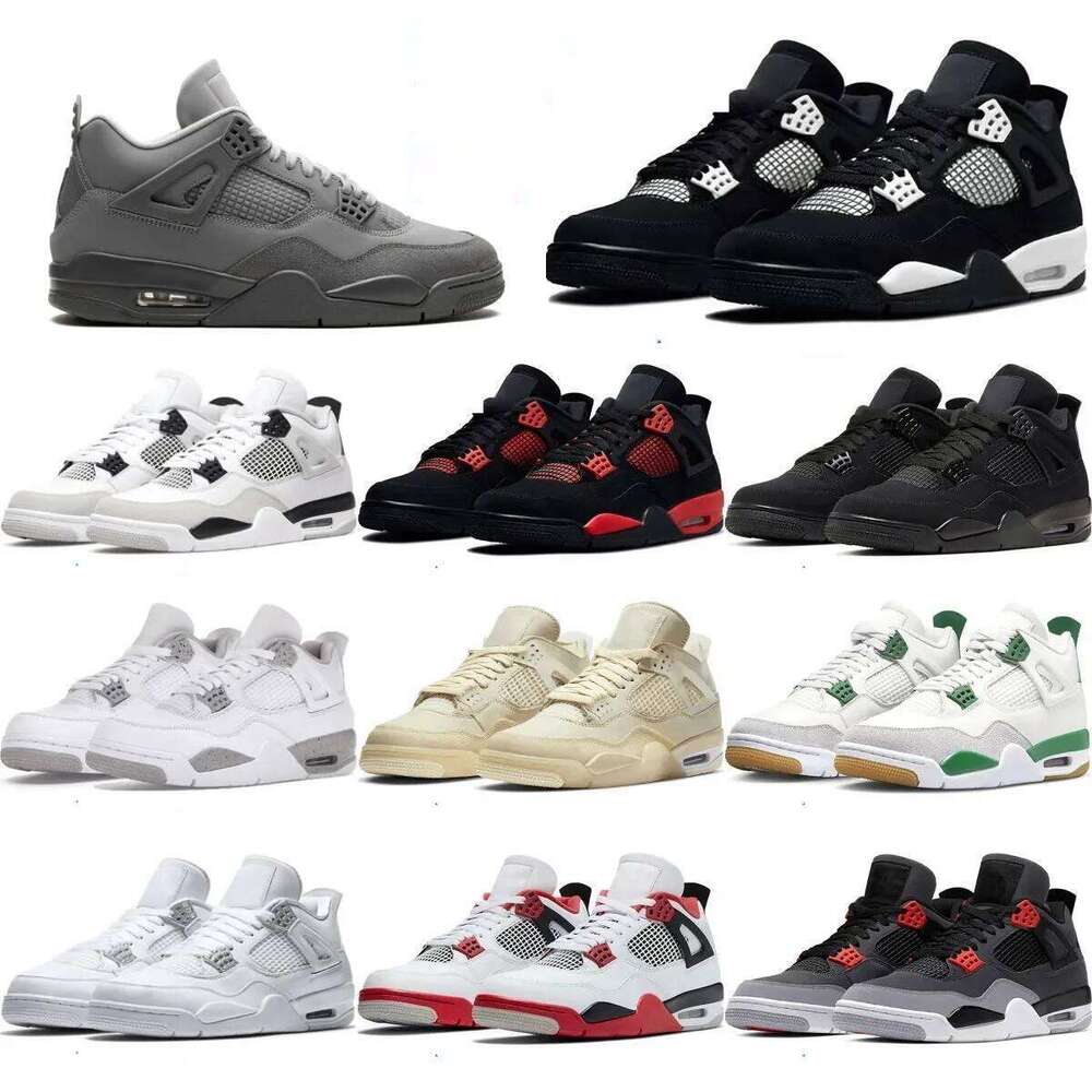 Mens Women 4 4S Basketball Trainers Jump J4 Military Black Cat Bred Sail Red Wet Cement Yellow Thunder White Oreo Metallic Gold Designer Sports Shoes Free Shipping