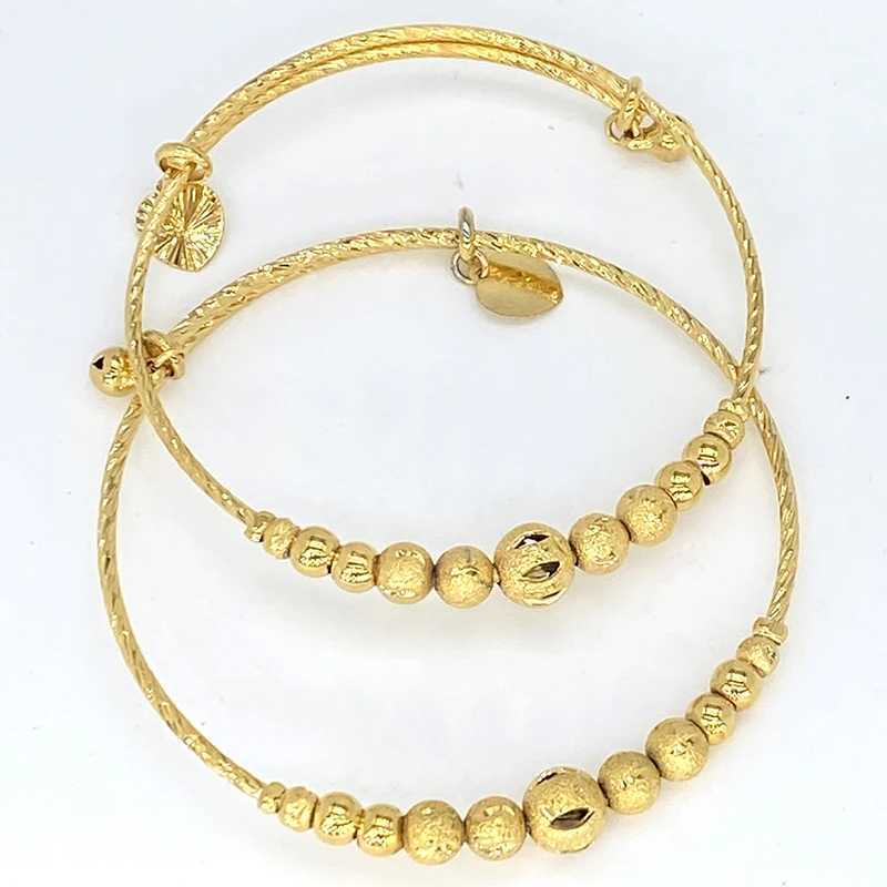 2pc/lot Dubai Bangles Ethiopian Indian Gold Color charm bangles bead jewelry African Ball Bride Party Gifts Z250616
