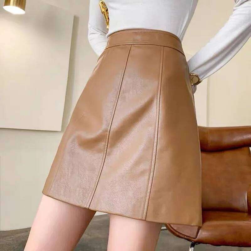 Mini Skirts Sexy Women 2025 New Korean Fashion Genuine Leather Skirt Waist A Line High Quality