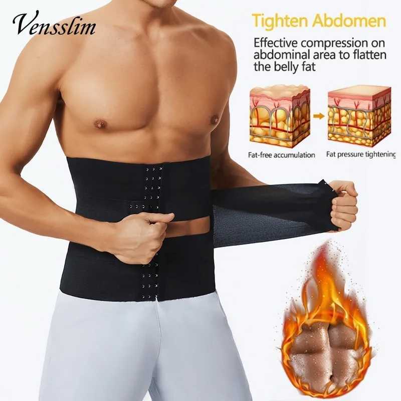 Vensslim Plus Size Waist Trainer Corset Men Fitness Fat Burner Hot Slimming Sauna Sweat Belt Compression Body Shaper Hooks Strap W250616