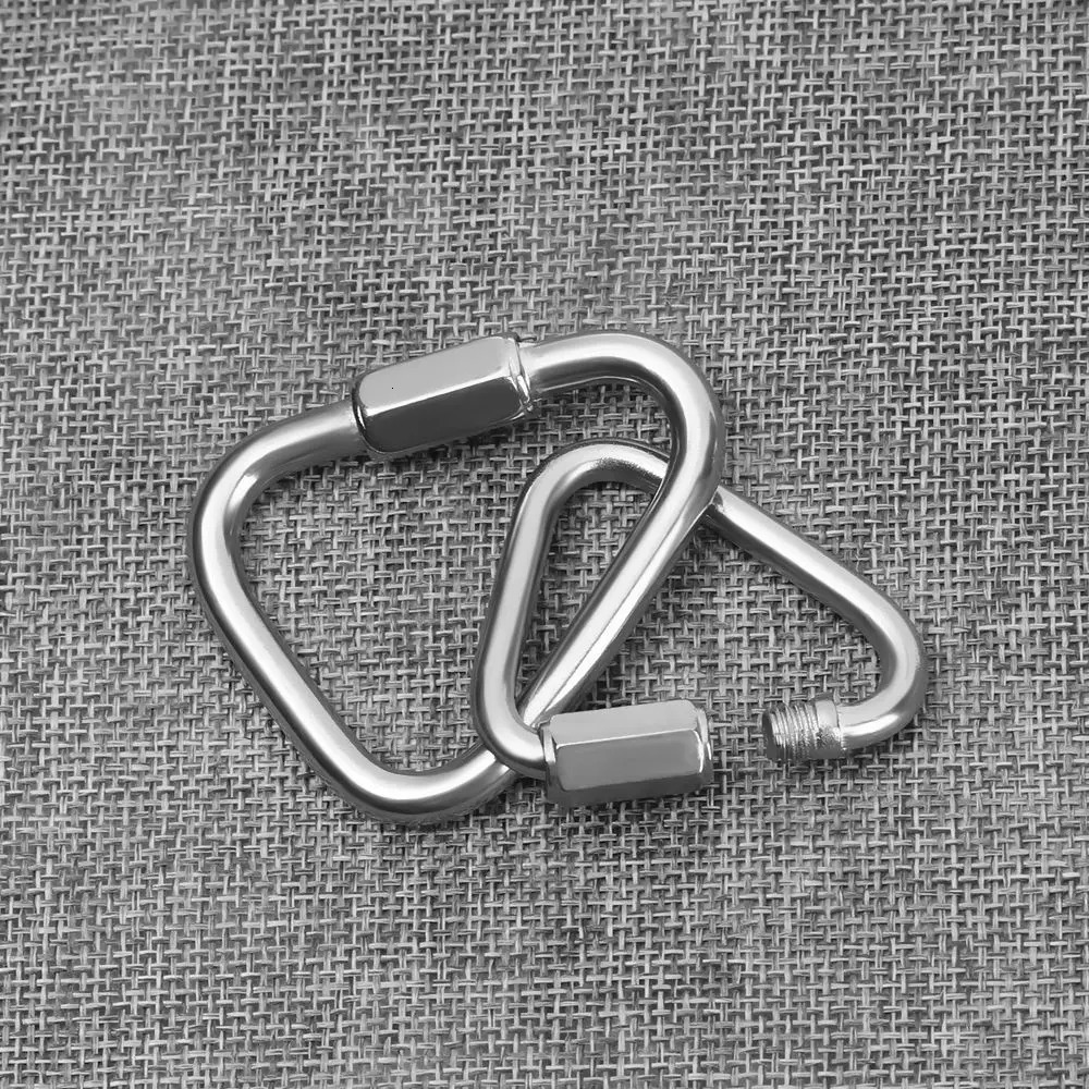 Stainless Steel Triangle Carabiner Outdoor Camping Hiking Keychain Snap Clip Hook Kettle Buckle Chain Screw Lock 250611